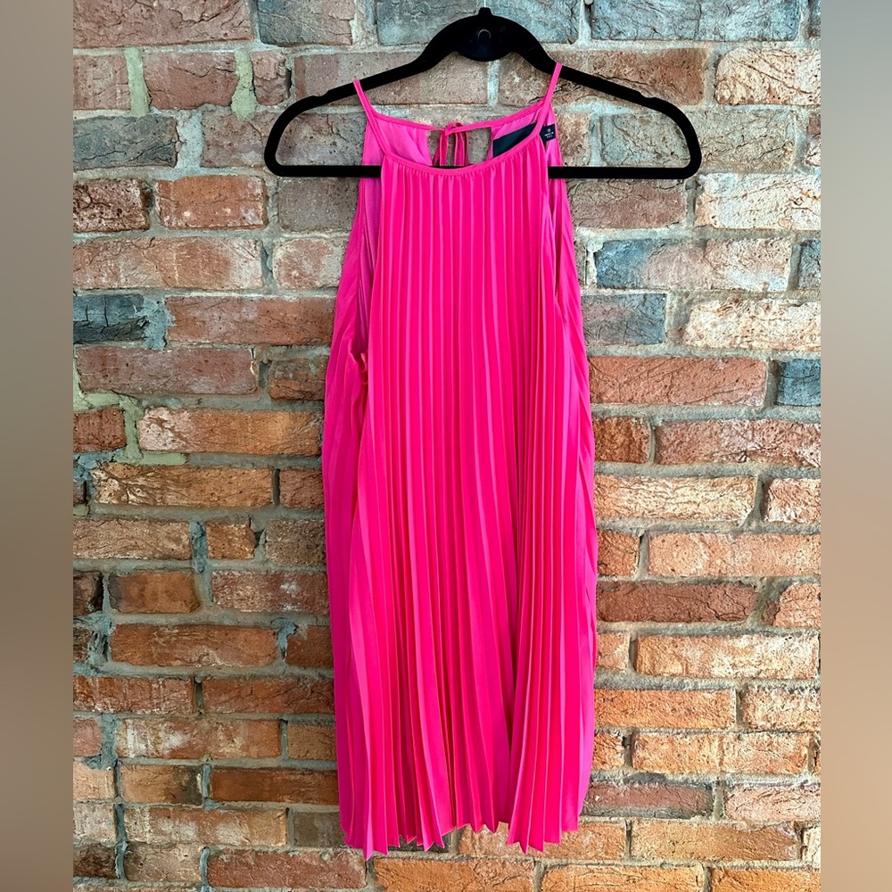 Hot Pink Pleated Mini Dress